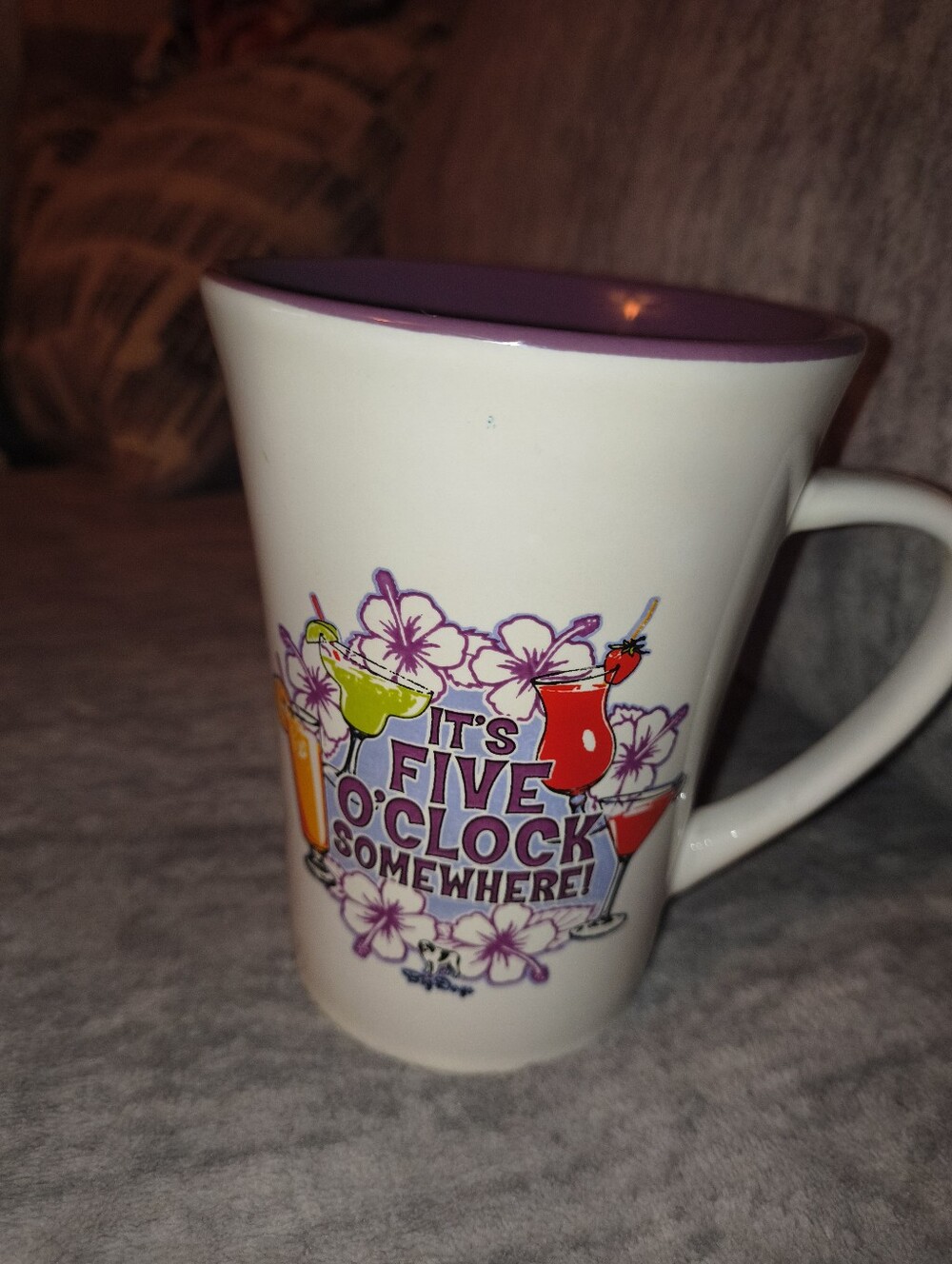 Big Dogs White Ceramic Mug with Purple Interior and Cocktail Art
